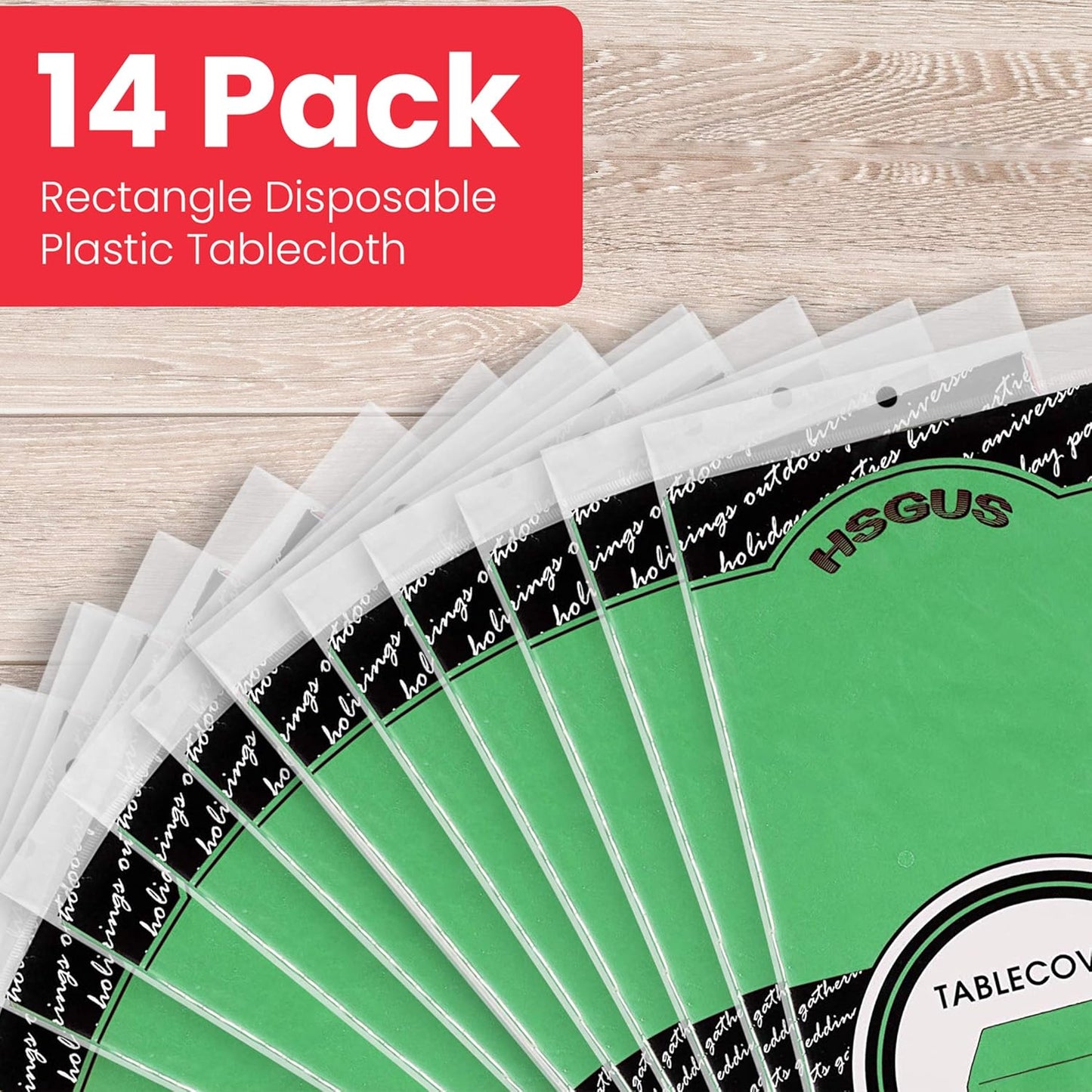 14 Pack Black 54 x 108 in. Rectangle Disposable Plastic Tablecloths - Smooth Decorative Covers for Parties, Weddings