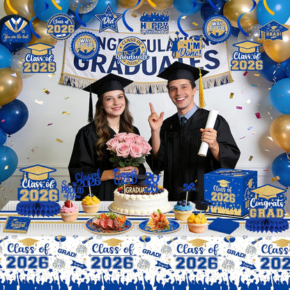 24 Pcs Graduation Cupcake Toppers 2026 - Congrats Grad Decorations Class of 2026, Pre-Assembled Black Gold Grad Cake Topper Centerpieces for Graduation Party Decoration Supplies Table Decor, 6 Styles