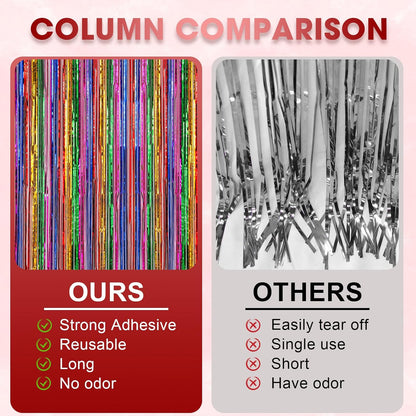 Voircoloria 3 Pack 3.3x8.2 Feet Gold Foil Fringe Backdrop Curtains, Tinsel Streamers, Fringe Backdrop for 2025 New Years Eve, Graduation, Birthday, Baby Shower, Gender Reveal, Disco Party - Colors A