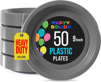 Exquisite Party Solids Red Plastic Plates For Party Supplies 10" Red Disposable Plates Heavy Duty 50 Pcs Plastic Dinnerware Sets Heavy Duty 350 GSM Disposable Dinnerware Set