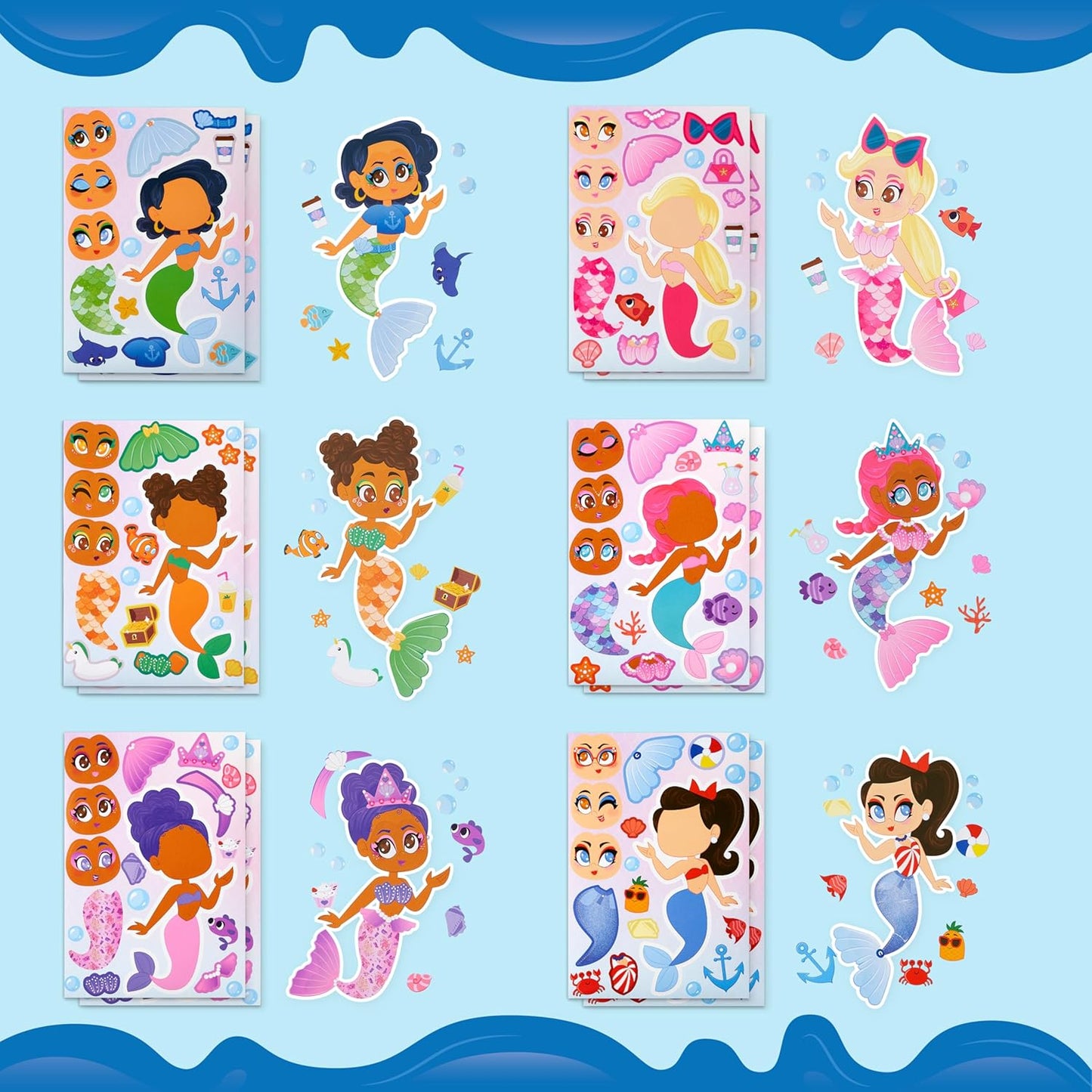 JOYIN 24 Sheets 9"x6" Make a face Stickers for Kids, Make Your Own Stickers with Unicorn, Dinosaur, Sea and Safari Animals, Party Favors Kids Crafts, Goodie Bags Stuffers Classroom Activities