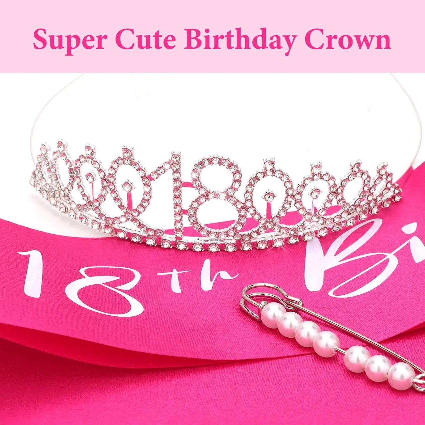 CAVETEE Silver Birthday Crown for Girls Birthday Decorations Birthday Gifts for Women and Girls