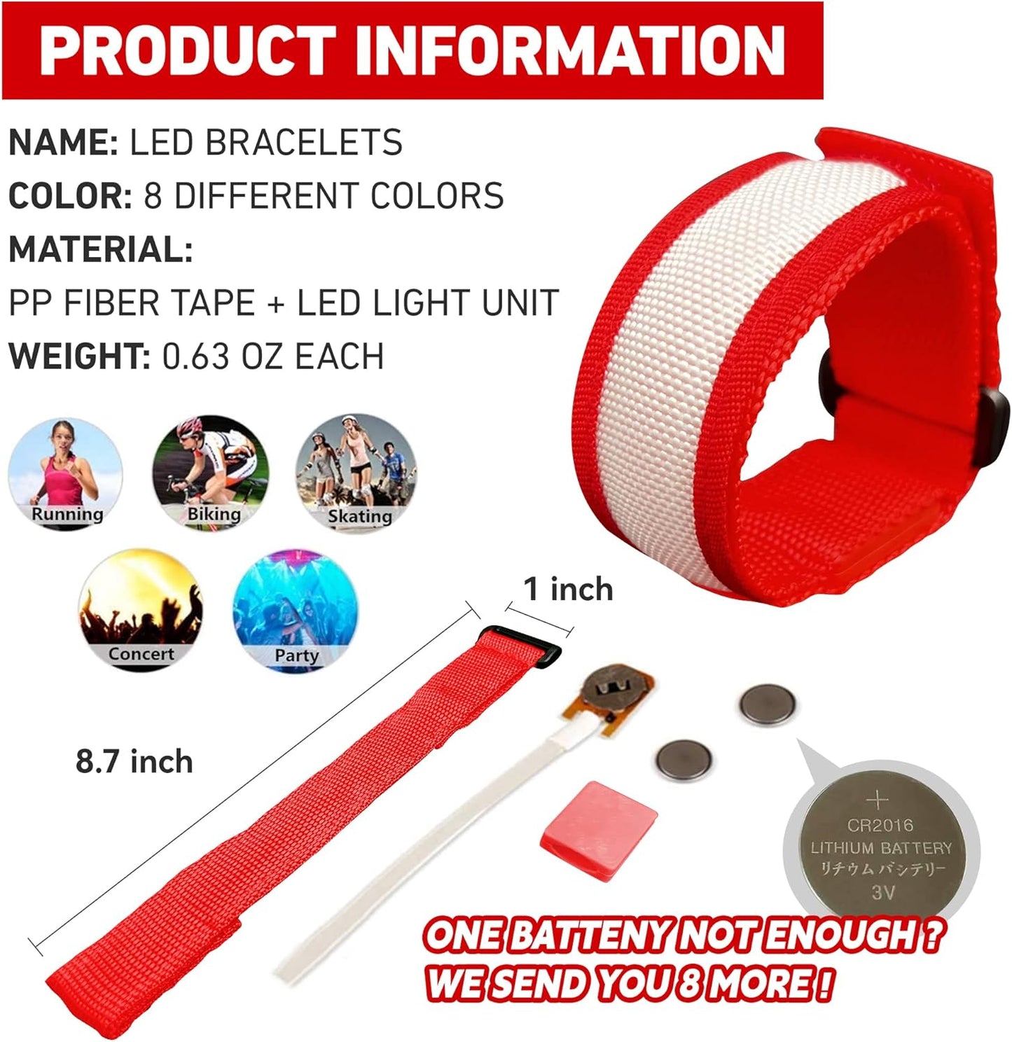 KIRALUMI 8 PCS LED Glow Bracelets, Light Up Bracelets for Kids Adults - Christmas Glow in The Dark Party Bracelets Favors Supplies for Concerts, Festivals, Game Prizes, Sports, Rave Accessories.