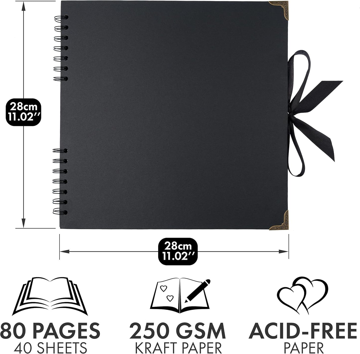 Bstorify Scrapbook Album 60 Pages (8 x 8 Inch) Brown Thick 200gsm Kraft Paper, Photo Album Scrapbook, Memory Book - Ideal for Your Scrapbooking Albums Art & Craft Projects