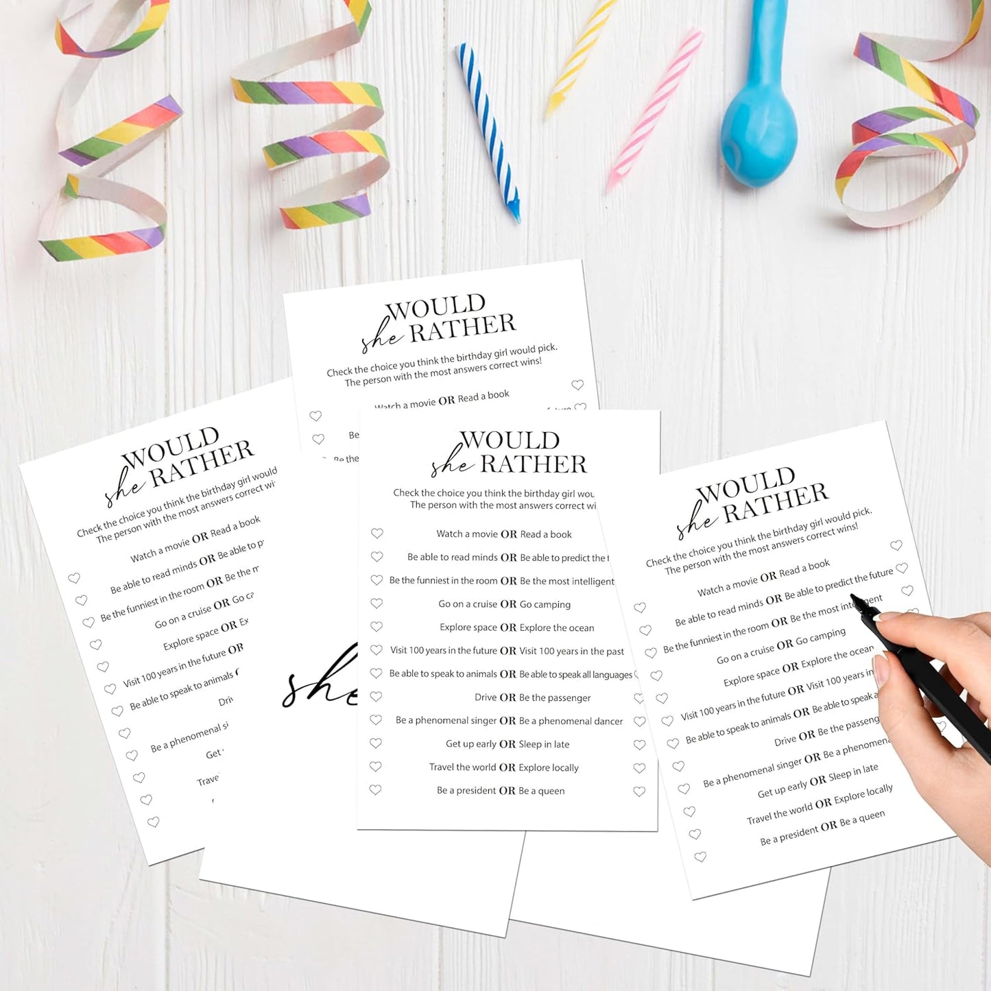 Birthday Party Games Card for Adults, 30 Pcs Ice Breaker Game Cards for Girl Bday Celebrations Decorations Supplies Favors - B01