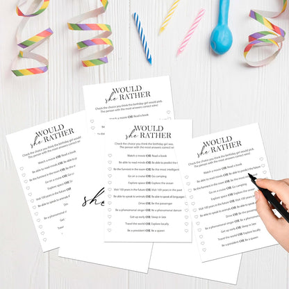 Birthday Party Games Card for Adults, 30 Pcs Ice Breaker Game Cards for Girl Bday Celebrations Decorations Supplies Favors - B01