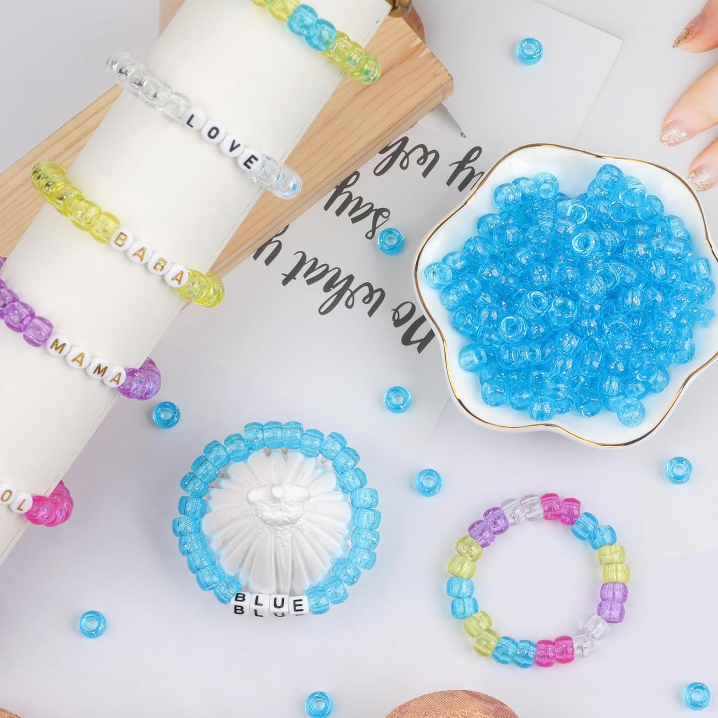 1000Pcs Glow in The Dark Pony Beads 9mm Plastic Kandi Beads Bulk for Friendship Bracelet Necklace Craft Jewelry Making Beads for Hair Braids 9 Color