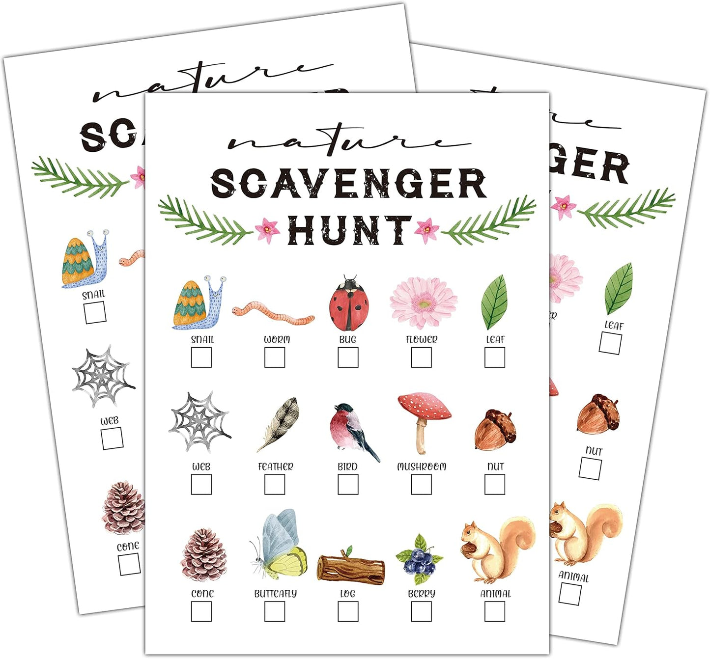 Scavenger Hunt Game - Outdoor Nature & Park Hunt Clues Cards - Travel & Camping Party Games Supplies Activities (01)