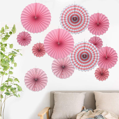 ONUPGO Red Paper Fans Hanging Paper Fans Flower Set, 12PCS Mexican Fiesta Kids Party Decorations Hanging Banner for Wedding Birthday Engagement Bridal Shower Baby Shower Event Holiday Celebration