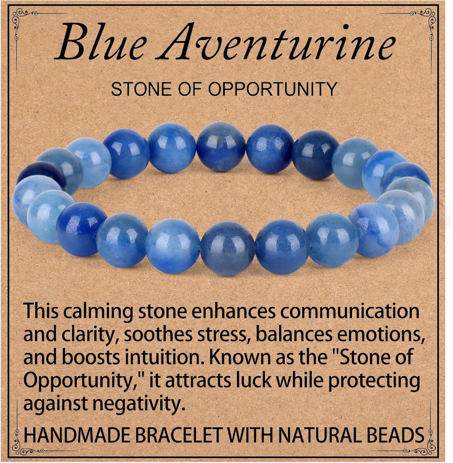 LPBeads Handmade Natural Gemstone Stretch Elastic Bracelet Healing Crystal Round Stone Beads Jewelry Gifts for Women Men