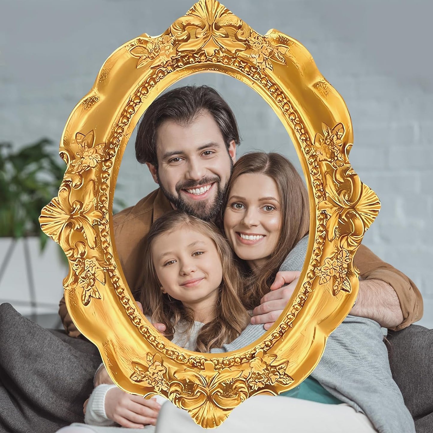 Beeveer Upgraded 32 x 24 Inch Large Photo Booth Props Picture Frame Vintage Photo Frame Friends Selfie Props for Wedding Mexico Birthday Bachelorette Party Supplies(Gold Style)