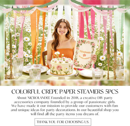 NICROLANDEE 5 Rolls Pastel Crepe Paper Streamers Backdrop Decorations for Easter Decorations, Birthday, Wedding, Garden Party, Bridal Shower, Baby Shower, Spring Home Decor