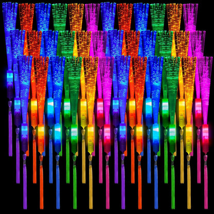 Skylety 36 Pcs Fiber Optic Wand, LED Fiber Optic Wand with 3 Light Modes, Glow Fibers Optics Sticks for Wedding Neon Party, New Year Party Favors, Bar Dj, Valentine's Day(Bright Color)