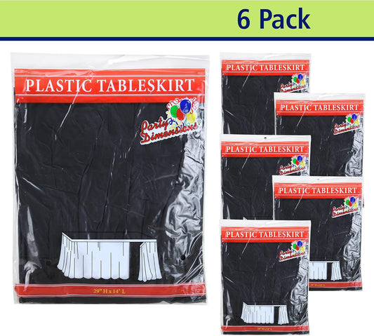 Party Dimensions Plastic Table Skirt, 29-Inches by 14-Feet - White - 6 Pack