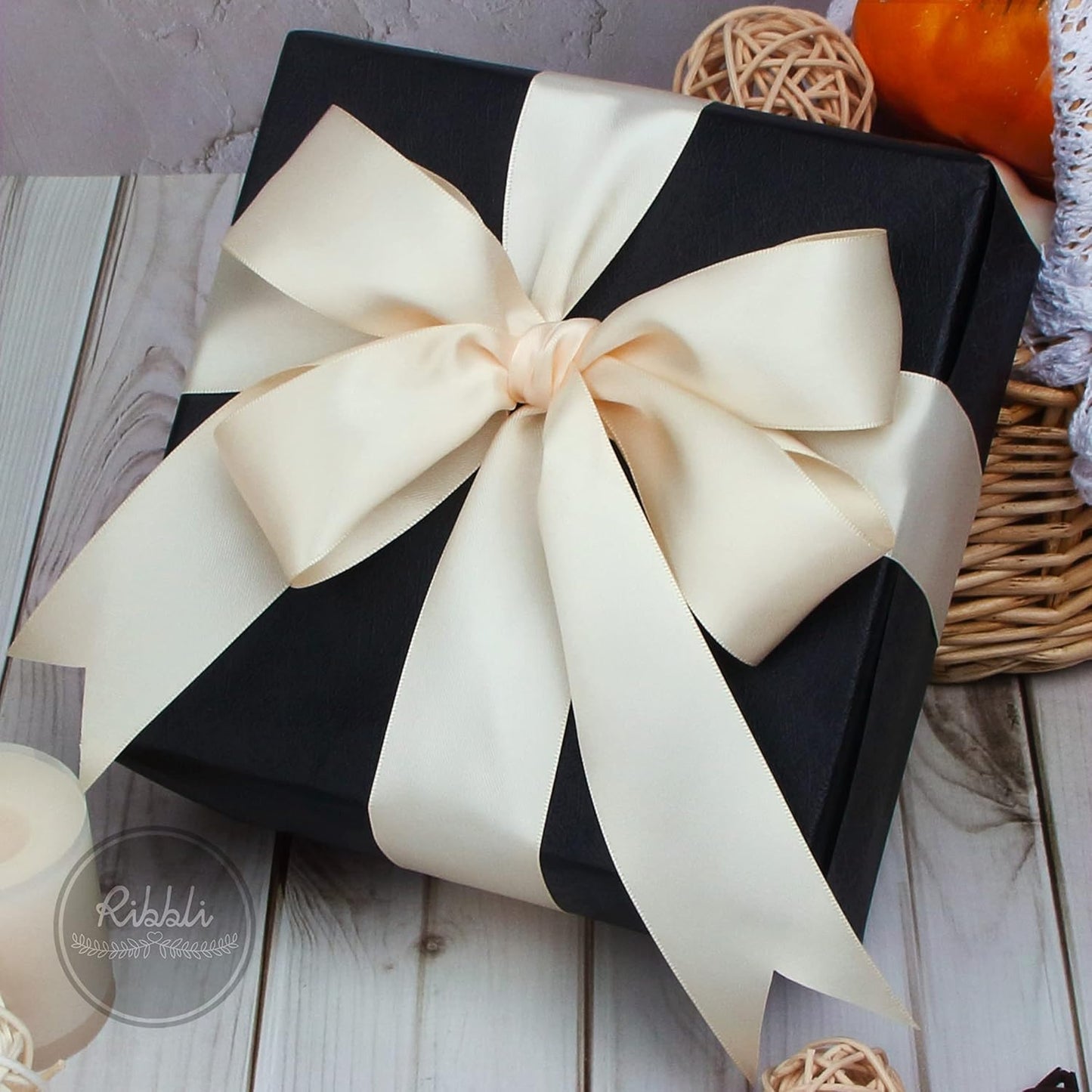 Ribbli Double Faced White Satin Ribbon,3/8” x Continuous 25 Yards,Fabric Ribbon use for Bows Bouquet,Gift Wrapping,Floral Arrangement