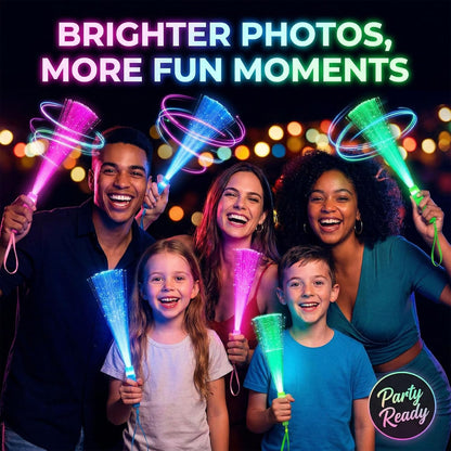 LovesTown 24PCS Glow Sticks Party Supplies, 3 Modes Colorful Flashing Glow in the Dark Toys LED Light Up Sticks Fiber Optic Wand for Kids Party Favors Birthday Wedding