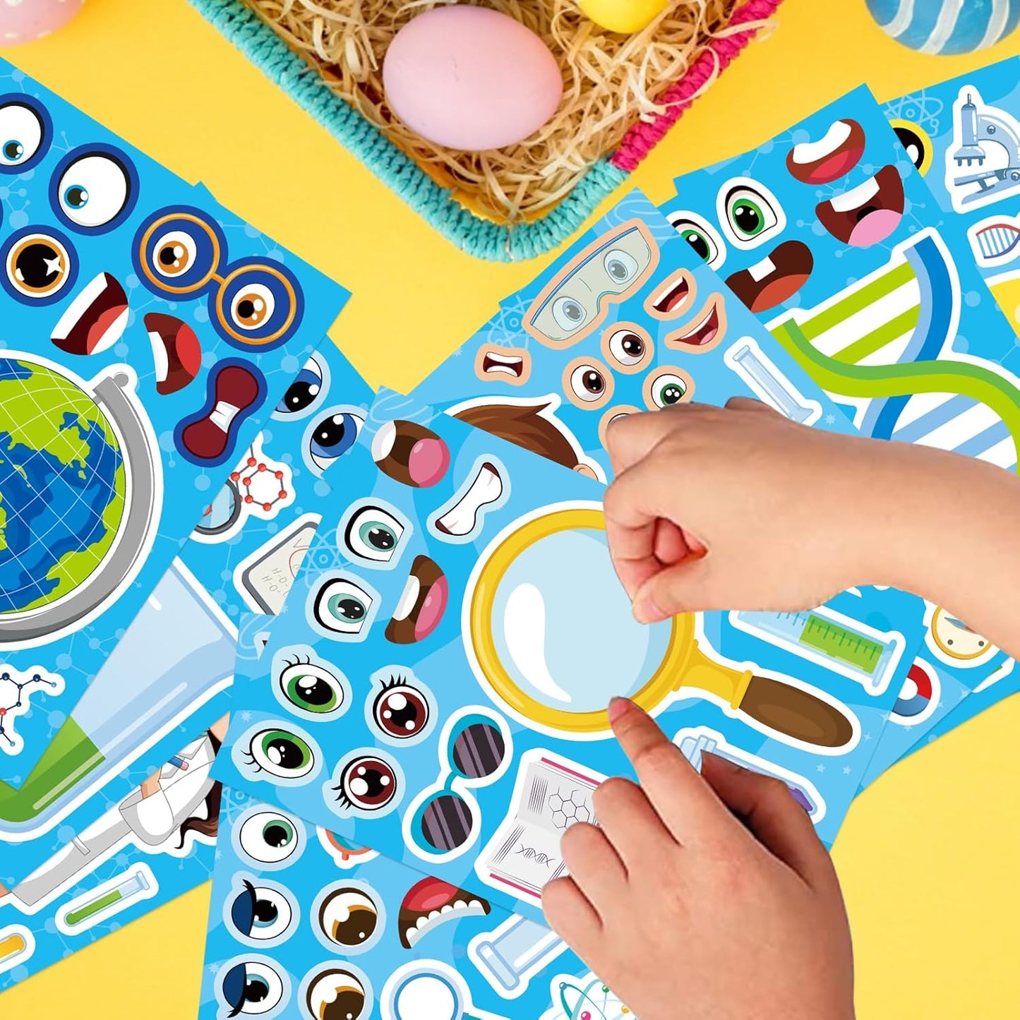 24 PCS Fairy Stickers for Kids, Make a Face Sticker with 8 Unique Designs Fairy, Frog, Mushroom, Make Your Own Stickers for Girls Birthday Party Favors, Goodie Bags, DIY Crafts