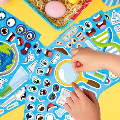 24 PCS Fairy Stickers for Kids, Make a Face Sticker with 8 Unique Designs Fairy, Frog, Mushroom, Make Your Own Stickers for Girls Birthday Party Favors, Goodie Bags, DIY Crafts