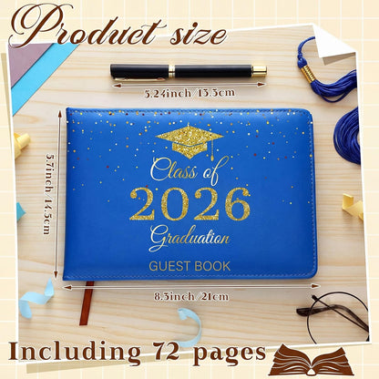 Frienda 2026 Graduation Guest Book Leather Guest Sign in Book with Pen Graduation Party Favors Congratulation Graduates Signature Books(Class of 2026,Black, Gold)