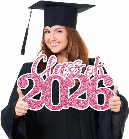 Class of 2026 Wooden Sign Graduation Party Decorations 2026 White Graduation Photo Booth Prop Senior2026 Sign for High School College Party