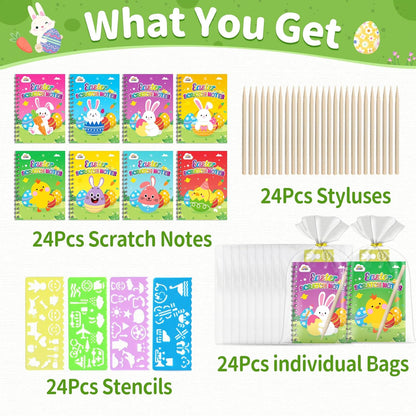 ZMLM 24 Pack Scratch Art Party Favors: Birthday Party Favors for Kids 4-8, Bulk Rainbow Scratch Notebook Paper Pads, Goodie Bags Stuffers Girls Boys Classroom Gifts Crafts Toys