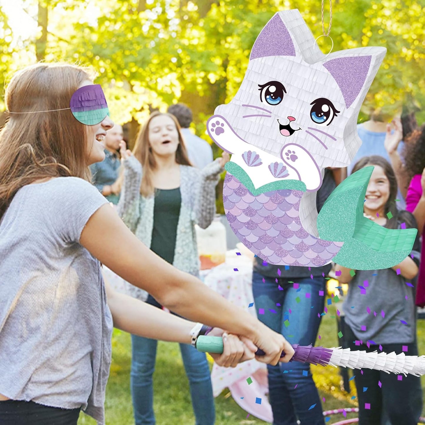 Dinosaur Pinata - Dinosaur Decorations with a Blindfold and Bat for Boys Girls Animal Themed Birthday Party Kids Classroom Game Decorations Supplies (15.7 x 11.4 x 3.1 Inches)