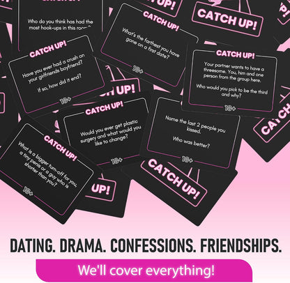 BETTER US Catch UP! Spicy Girls Night Card Game – Birthday & Bachelorette Gift | 18+ Conversation Starters for Women | Adult Games & Bachelorette Party