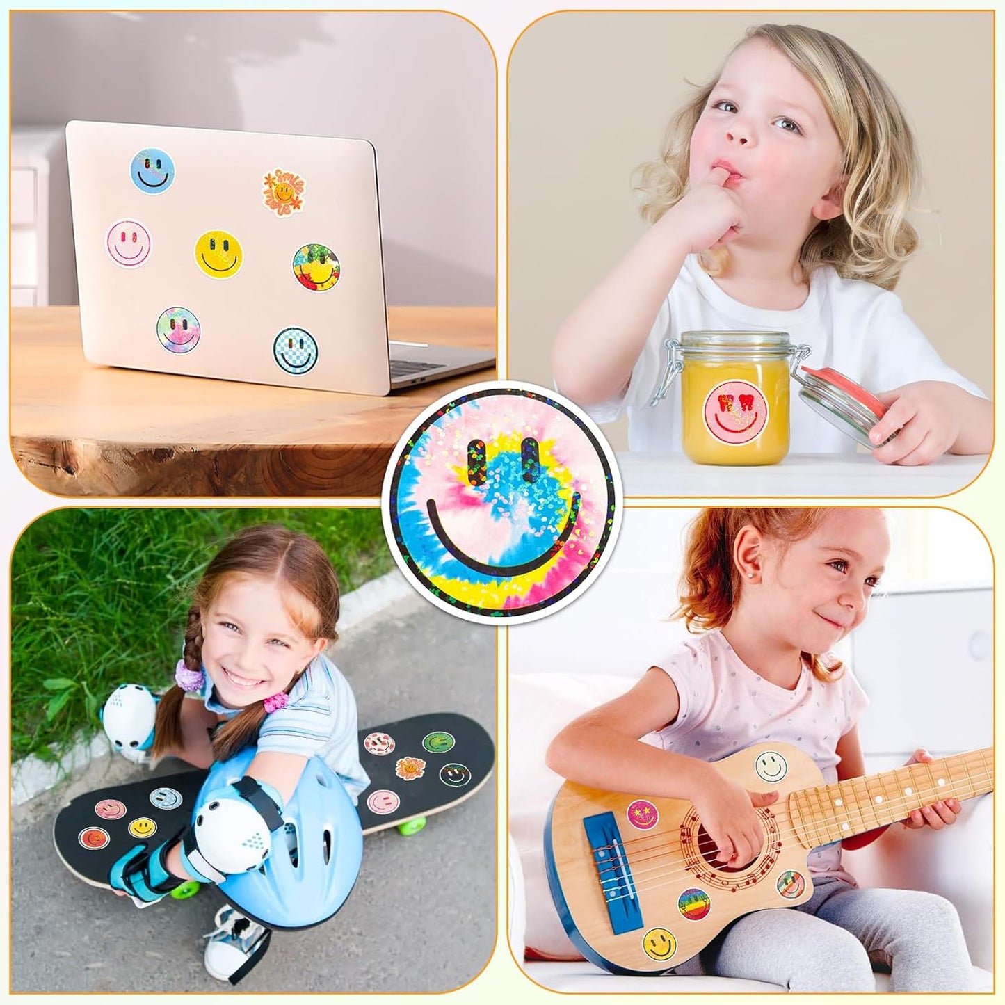 50PCS Smiling Stickers, Cute Water Bottle Stickers for Kids, for Teaching Rewards, Notebooks, Stationery, Luggage, Cartoon PVC Happy Stickers