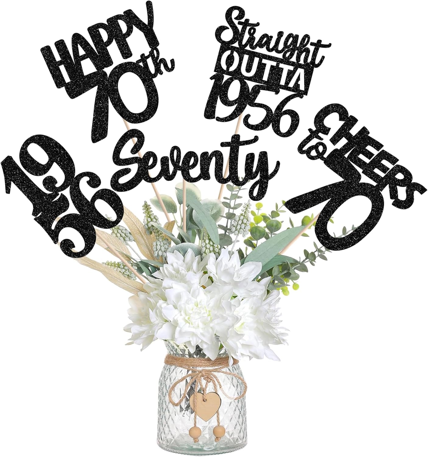 15 PCS 50th Birthday Centerpiece Sticks Fifty Happy 50th Straight Outta 1976 Table Flower Centerpieces Sticks Cheers to 50 Floral Decorations for 50th Birthday Party Centerpieces Supplies Black