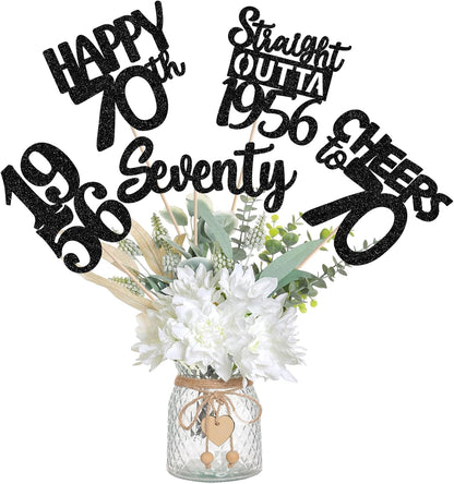 15 PCS 50th Birthday Centerpiece Sticks Fifty Happy 50th Straight Outta 1976 Table Flower Centerpieces Sticks Cheers to 50 Floral Decorations for 50th Birthday Party Centerpieces Supplies Black