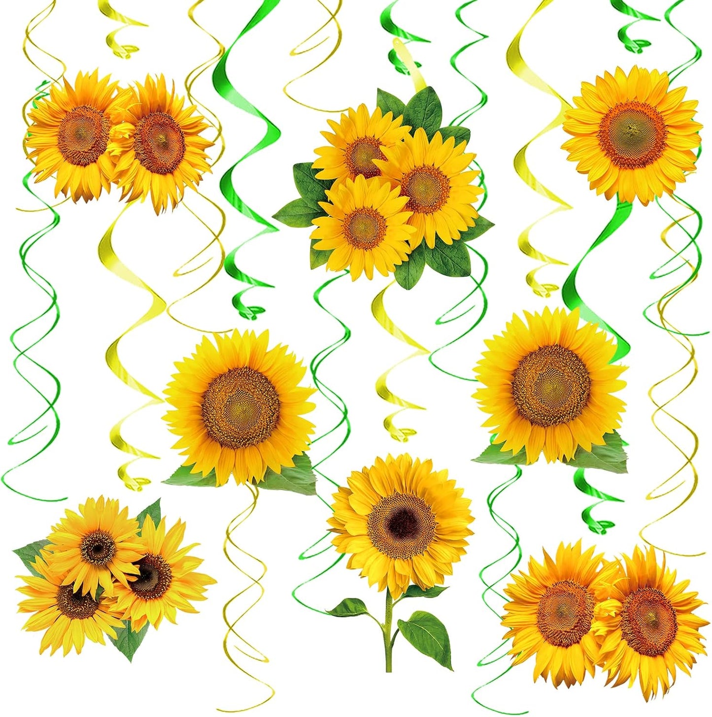 KALEFO 30PCS Spring Summer Hanging Decorations Set Sun Flowers Autumn Daisy Fairy Birthday Party Decor Mothers Day Easter Daisies Ceiling Home Decor Swirls Classroom Baby Shower