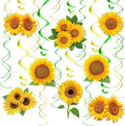 KALEFO 30PCS Spring Summer Hanging Decorations Set Sun Flowers Autumn Daisy Fairy Birthday Party Decor Mothers Day Easter Daisies Ceiling Home Decor Swirls Classroom Baby Shower