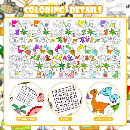 Giant Construction Party Coloring Tablecloth for Kids - Huge Construction Theme Table Cover Large Dump Truck Vehicle Painting Poster for Children Birthday Party Supplies 54x108 Inch