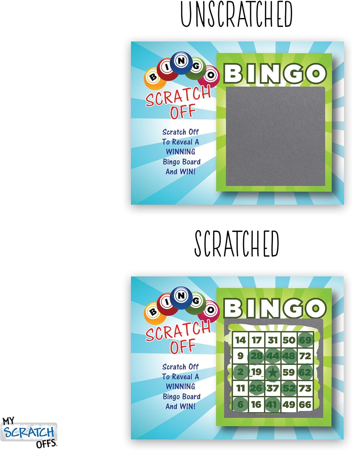 My Scratch Offs Casino Night Party Game - 26 Cards (24 Non-Bingo, 2 Bingo)