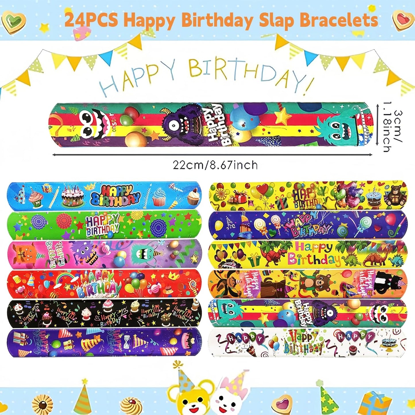 CZWXOXO 74PCS Fruit Slap Bracelets&Stickers Summer Fruit Theme 24PCS Slap Bracelets 50PCS Stickers Party Favors Basket Bag Filler School Prizes Gifts Party Favors Bulk