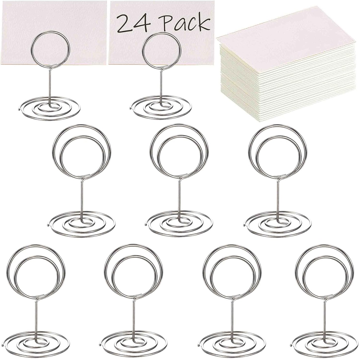 Toncoo 24 Pcs Premium Mini Place Card Holders and 24 Pcs Place Cards, Small Table Card Holder, Cute Table Number Holders, Photo Picture Holders for Centerpieces, Wedding, Party, Birthday