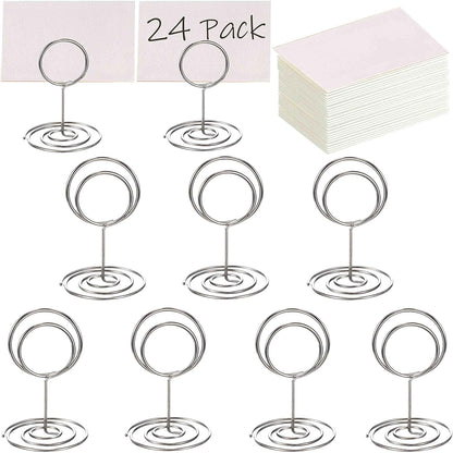 Toncoo 24 Pcs Premium Mini Place Card Holders and 24 Pcs Place Cards, Small Table Card Holder, Cute Table Number Holders, Photo Picture Holders for Centerpieces, Wedding, Party, Birthday