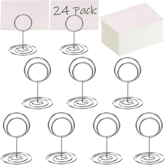 Toncoo 24 Pcs Premium Mini Place Card Holders and 24 Pcs Place Cards, Small Table Card Holder, Cute Table Number Holders, Photo Picture Holders for Centerpieces, Wedding, Party, Birthday