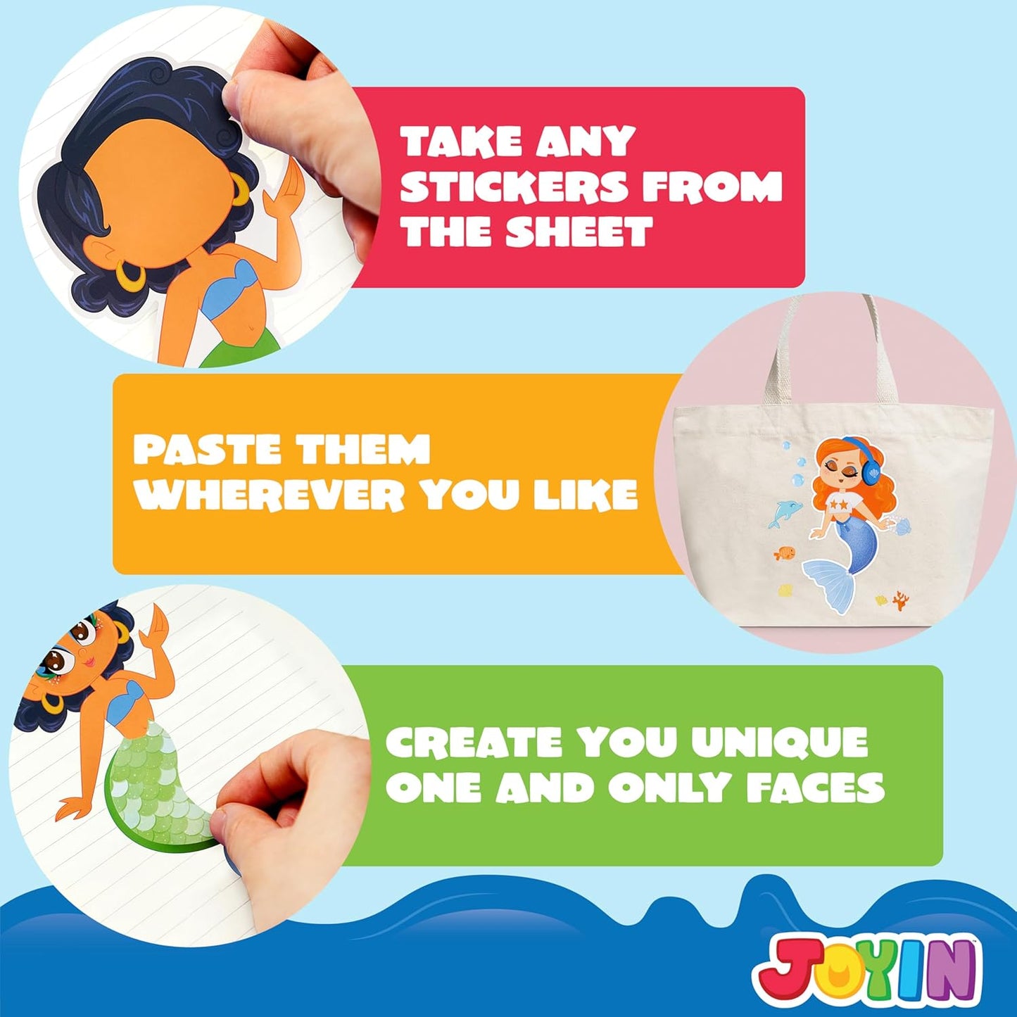 JOYIN 24 Sheets 9"x6" Make a face Stickers for Kids, Make Your Own Stickers with Unicorn, Dinosaur, Sea and Safari Animals, Party Favors Kids Crafts, Goodie Bags Stuffers Classroom Activities