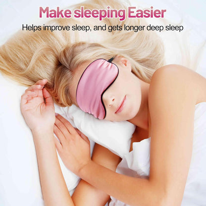 Silk Eye Mask with Adjustable Strap, Satin Blackout Sleeping Mask for Men&Women, Comfortable Blindfold Eyeshade for Night Sleep(Blue)