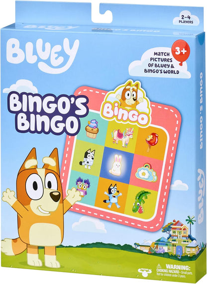 Bluey Bingo’s Bingo Card Game, Kids Image Matching Card Game with 40 Cards, 48 Chips and 12 Scoring Chips, Interactive Fun Games for Kids of Ages 3+