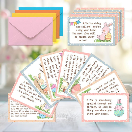 Easter Scavenger Hunt Game, Easter Gnome Treasure Hunt Clue Cards with Envelopes, Easter Egg Hunt Party Game for Adults and Family, Indoor Outdoor Activities – A01