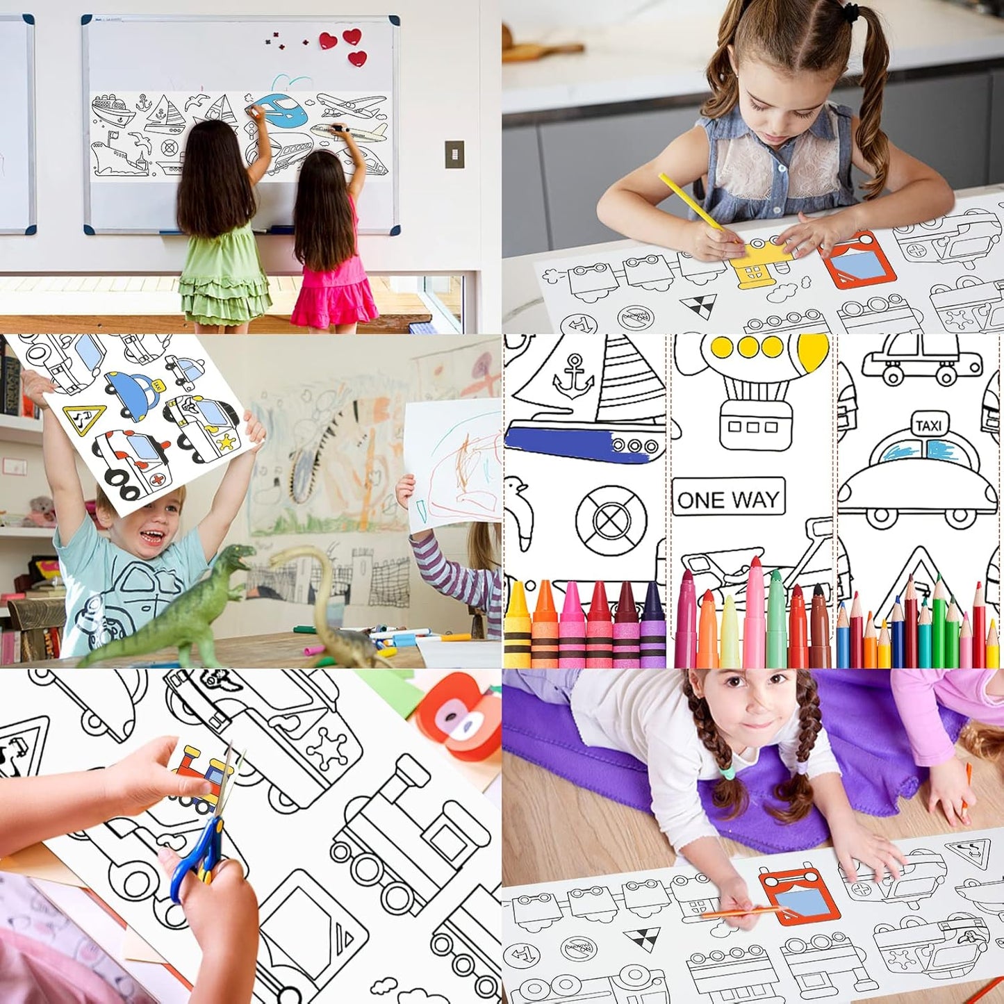 2PCS Children's Drawing Roll, Coloring Paper Roll for Kids Gift, 120 * 11.8 Inches DIY Painting Drawing Paper Roll, Sticky Drawing Paper Roll, Early Educational Toys for Kids (Animal World)