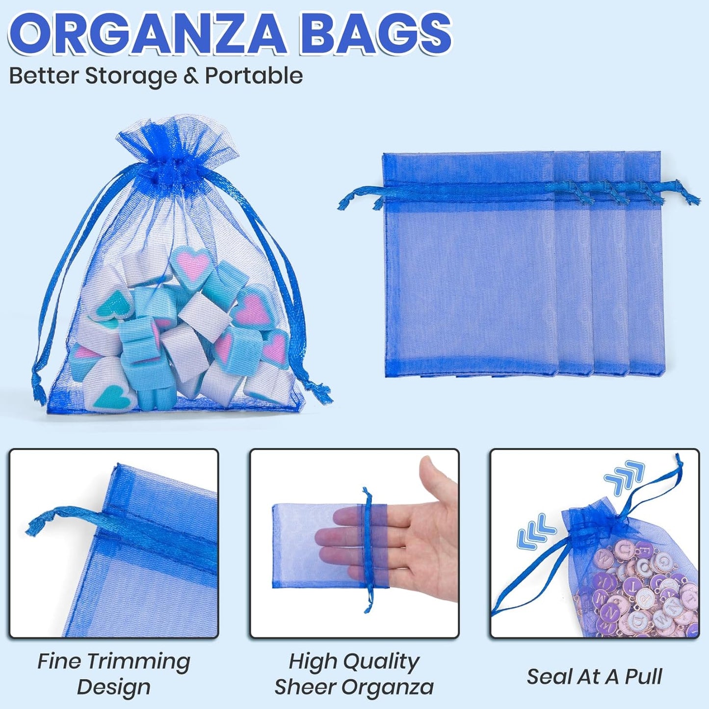 ANZNKU 50PCS White Organza Bags 3x4, Small Gift Bags Bulk for Sachet Jewelry Candy Treat, Mini Mesh Bag Drawstring for Wedding Bridal & Baby Shower, Party Favor Bag for Easter Mothers Day Birthday