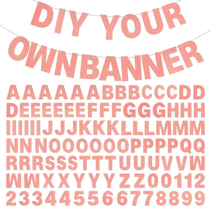 DIY Banner Kit with Letters Glitter Banner Letters Customizable Birthday Banners Graduation Banner Custom Party Hanging Banner for Graduation Wedding Party Baby Shower Decoration(Gold)