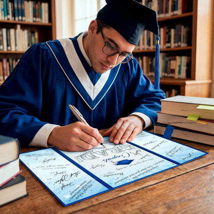 JOYIN 2026 Graduation Guest book Alternative, 12" Blue & Gold Graduation Party Decorations Signature Congrats, Class of 2026 Grad Card for High School College Grad Gift, Party Guest Signing Cardboard