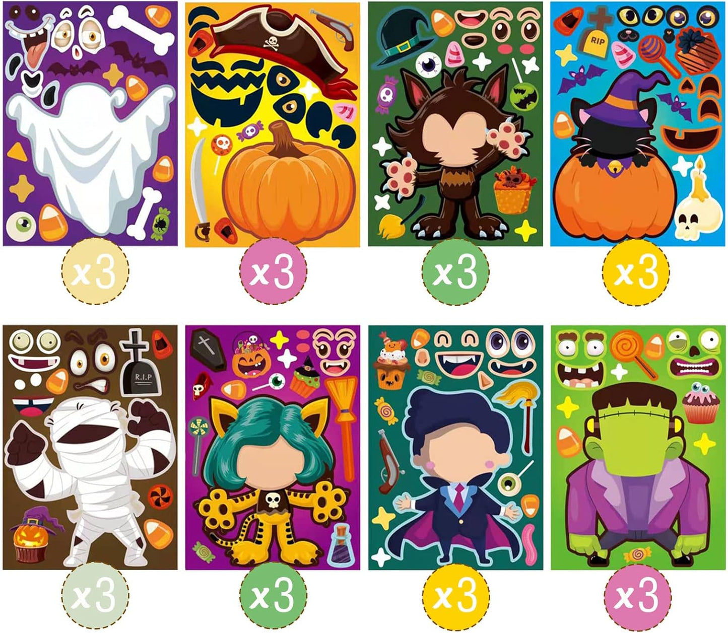 24 Sheets Summer Stickers for Kids Toddlers, Make-a-face Stickers for Kids Classroom Make Your Own Animal Mix & Match Sticker, Pool Beach Luau Hawaii Sticker, Summer Holiday Party Favors