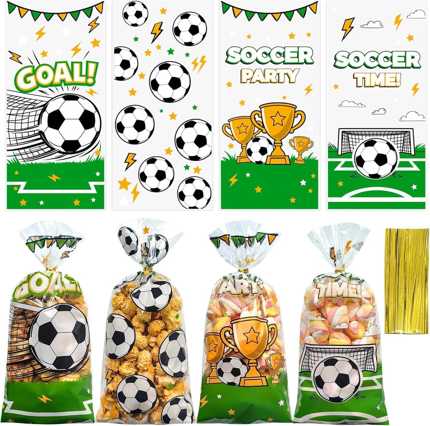 Soarvita Wildflower Cellophane Treat Bags: 50Pack Clear Plastic Floral Goodie Bags with 60 Ties for Cookies Snacks & Gift Packaging, Spring Candy Bag for Baby Bridal Shower Wedding Party Favors