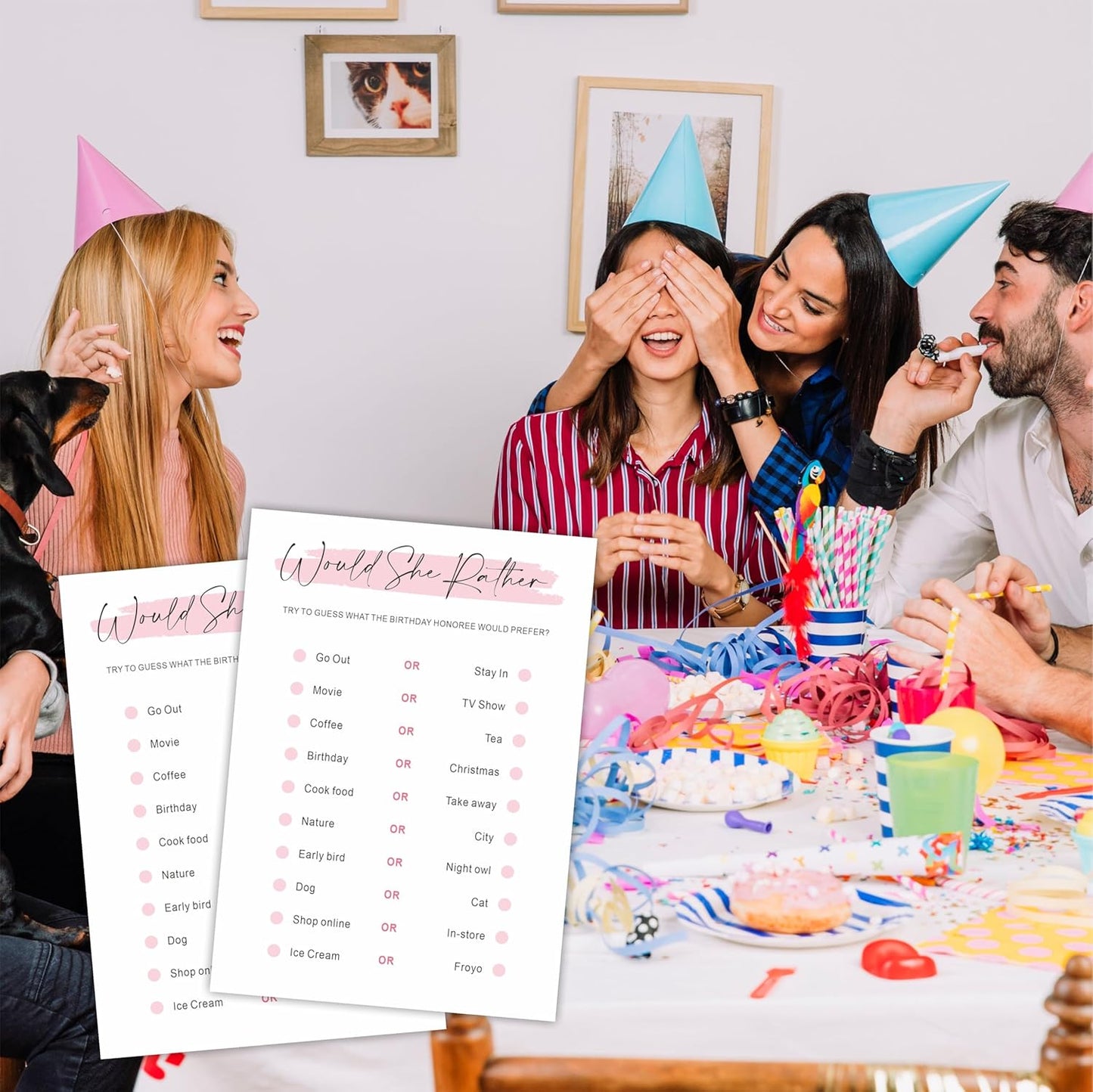 DYIRBIIY Minimalism Birthday Party Game Cards - Selfie Scavenger Hunt - 20 Blush Double-Sided Fill in Style Funny Birthday Party Game Cards for Adults, Party Supplies & Activities - A02