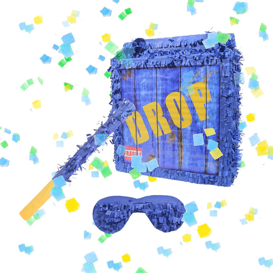 Drop Box Piñatas Boombox, Hand Made Mexico Fiesta Piñatas Boom Box for Birthday Parties, Carnival and Related Events, With Piñatas Stick and Blindfold (DROP BOX)